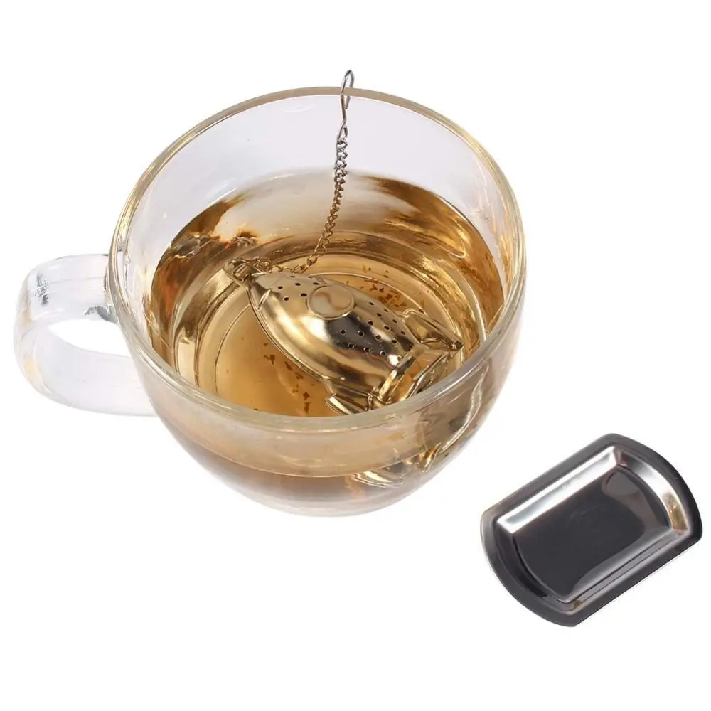 Stainless Steel Rocket Tea Infuser Fine Mesh With Chain Tea Strainer Filter Reusable Diffuser Function Loose Leaf Tea Infuser