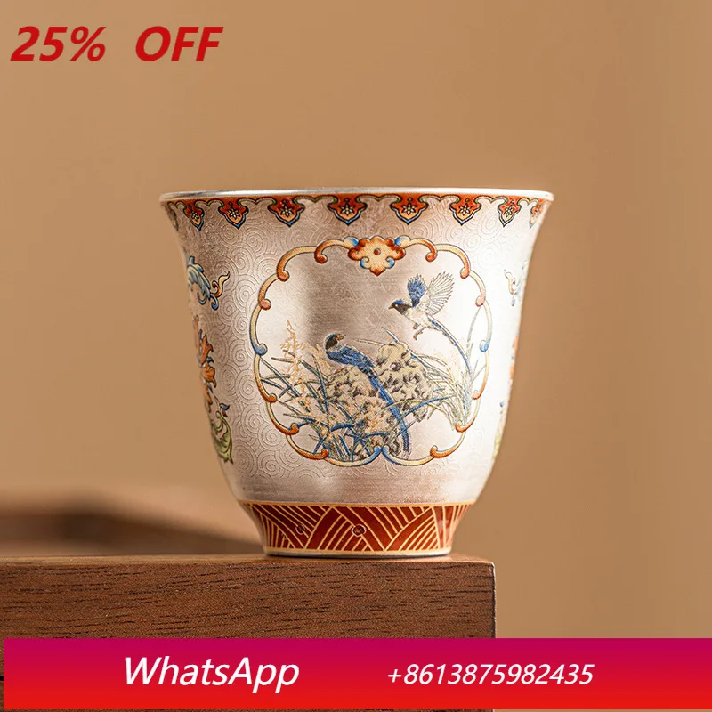 

LTT filigree silver enamel tea cup household kung fu tea set master cup