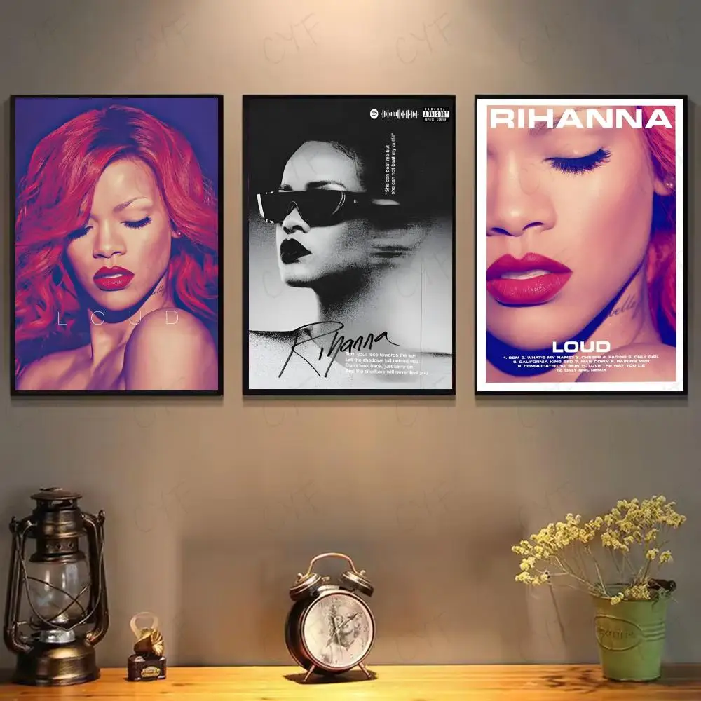 Hot Singer R-RIHANNAS Anime Poster Modern Waterproof HD Wall Art Decal Self-Adhesive Aesthetic Decor For Home Living Room