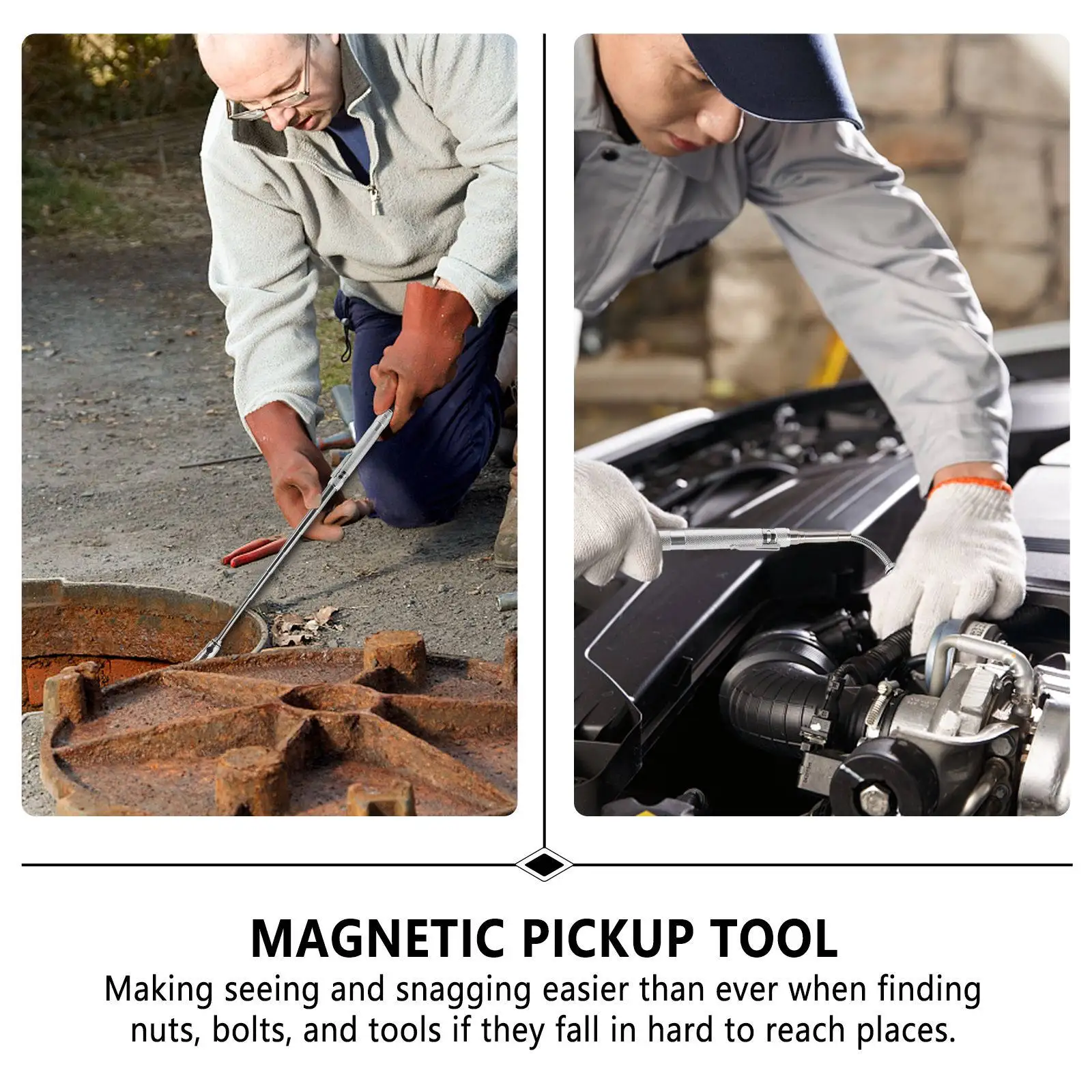 

Telescopic Led Flashlight Magnetic Pickup Tool Flexible Shaft For Automotive Repair Mechanic Handyman Portable Lamp Tools