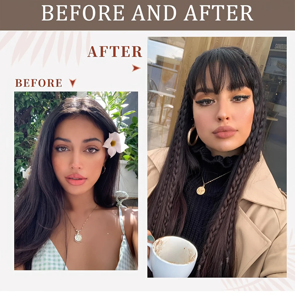 Flequillo sintético rizado con clip, extensión de cabello natural para uso diario, fiestas, Halloween y Navidad 5