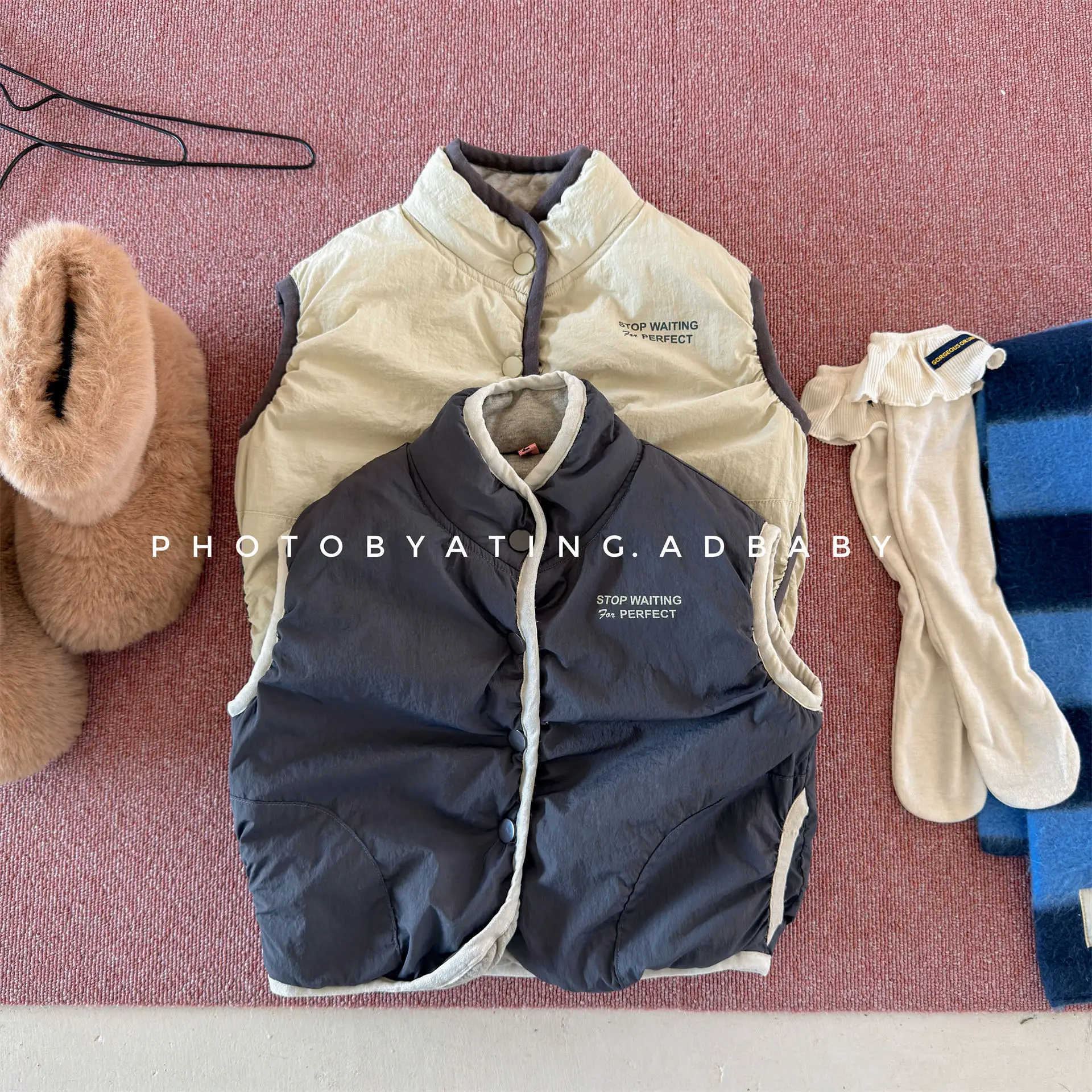2026 Winter New Children Padded Vest Boys Girls Sleeveless Fleece Coat Baby Plus Velvet Thick Vest Fashion Kids Warm Jacket
