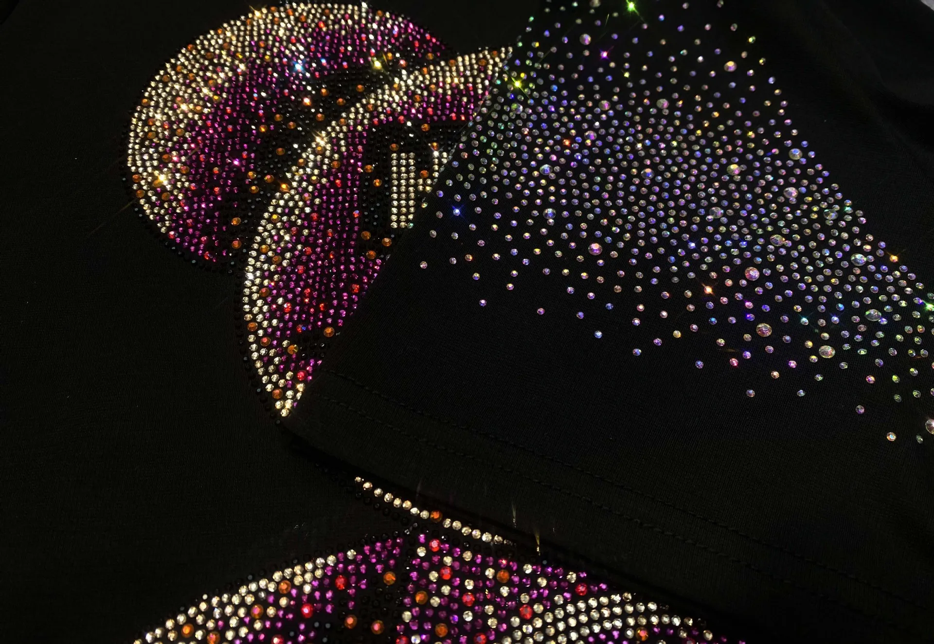 فستان أنيق بأحجار الراين اللامعة ملابس نسائية صيفية بلوفرات فضفاضة على شكل دب كرتوني بأكمام قصيرة بطول الركبة فساتين سوداء