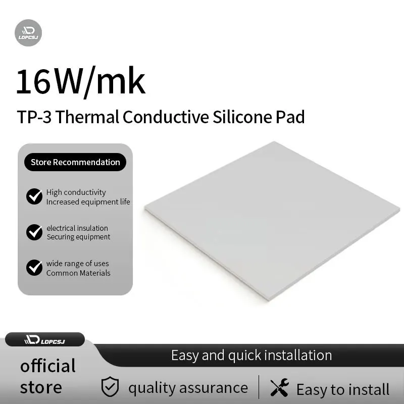Ldpcsj 16W/MK Heat Dissipation Silicone Pad CPU/GPU Graphics Card Water Cooling Thermal Pad Silicone Grease Pad 100x100mm