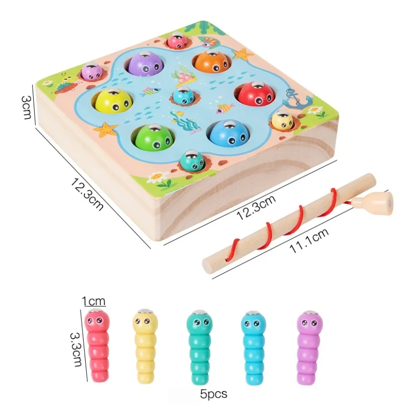Jeu de pêche en bois pour enfants, jouet cognitif couleur, éducation précoce, jeux interactifs, cadeaux, motricité Fine
