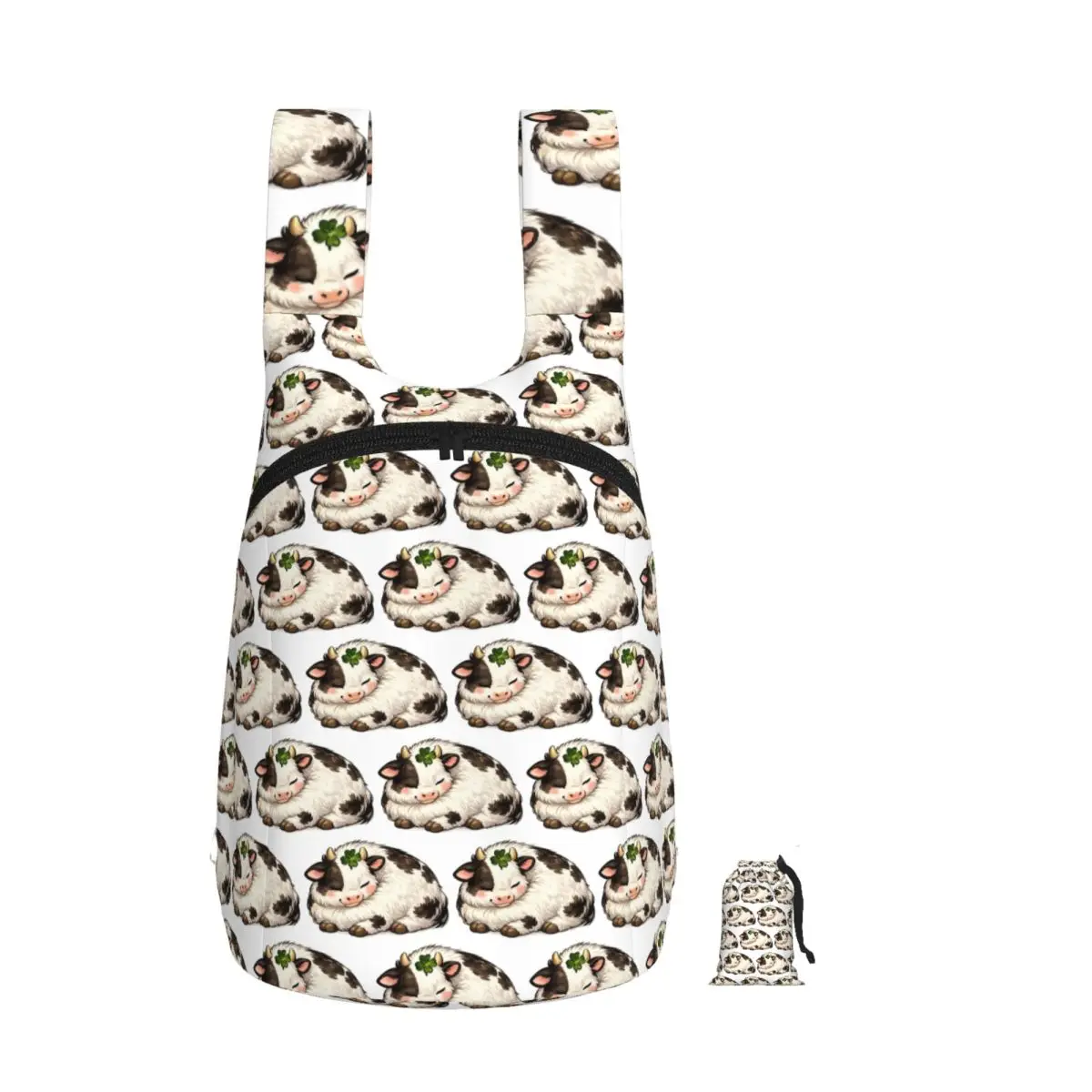 Lucky Sleeping Cow Cute Cozy Farm Animal Backpack Student Storage BookBag Kids School Bag Computer Shoulder Bags for Men Women