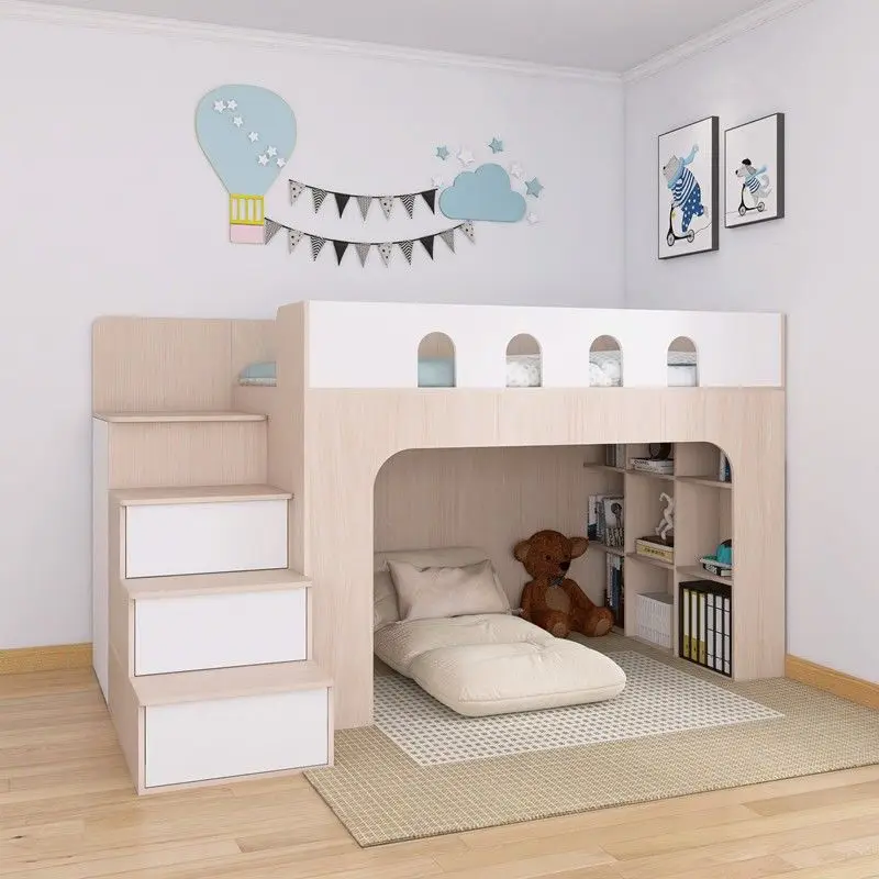 Children's room bed boy solid wood bed empty small apartment tatami girl children's bed secret base half-height