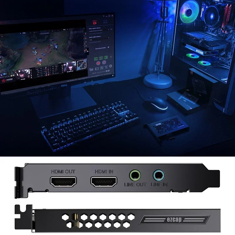 4K 60 Hz HDR 1080p240 Laptop PC Live-Streaming-Aufnahme HDMI Loop 4K Pcle Video Capture Card Game Recorder mit Line-In-Line-Out