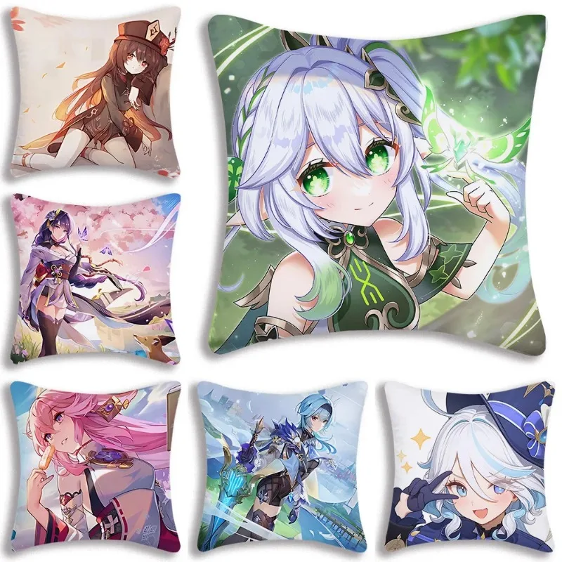 Yuanshen G-Genshin Impacts Pillow Covers Cartoon Sofa Decorative Home  Printing  Cute Cushion Cover