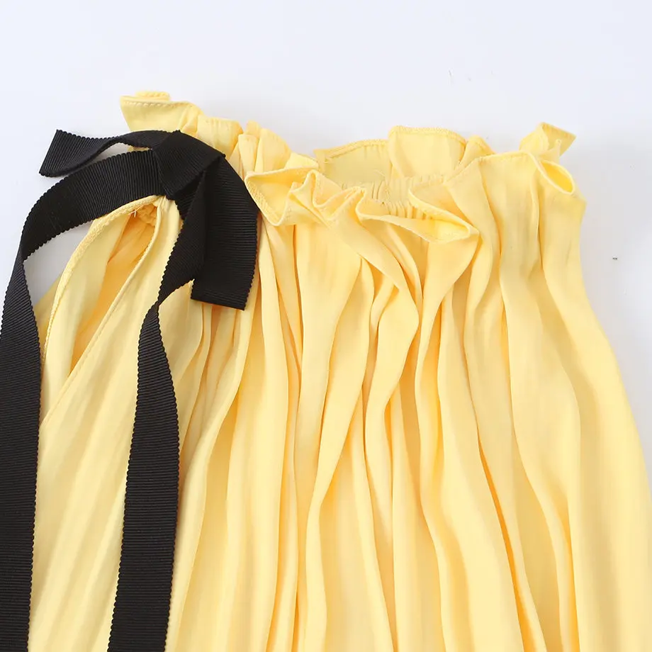 JNLEAOG Summer New Fashion Color Block  Knot Neck Dress Women's Clothing European Style Polyester Casual Dress