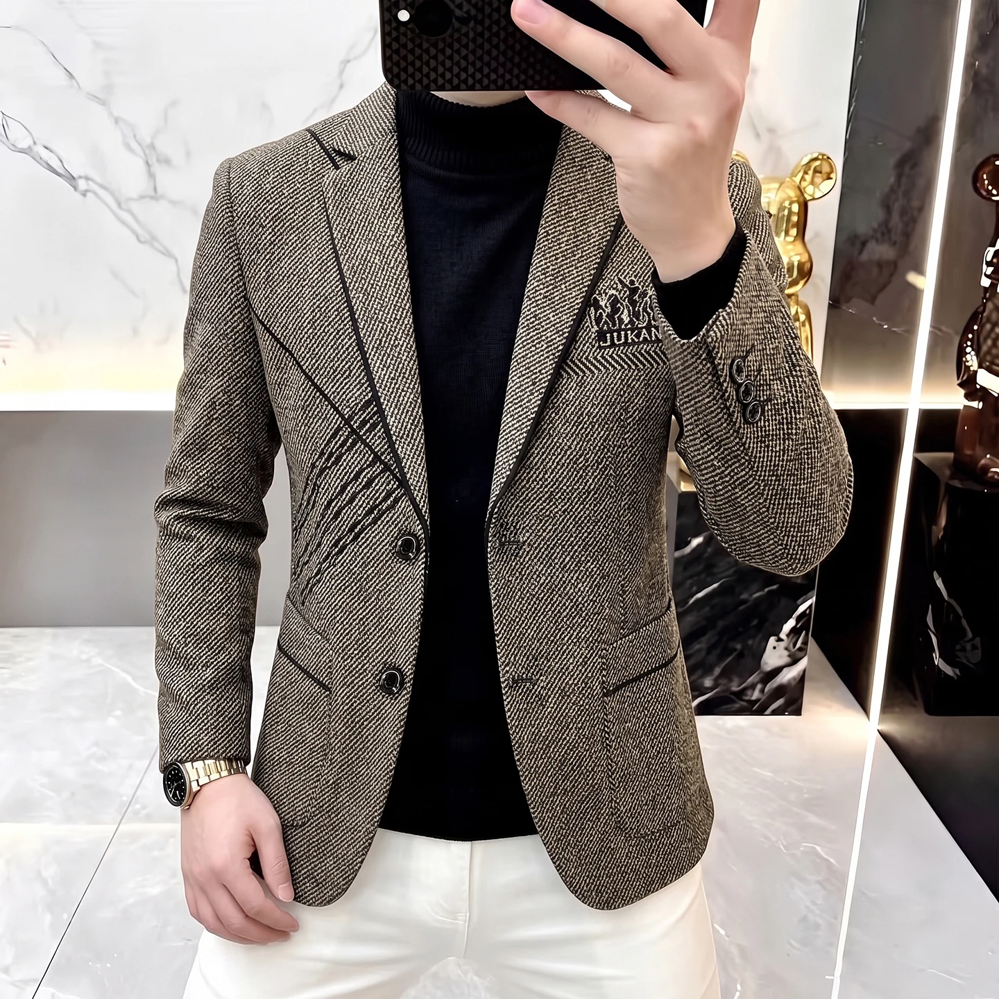 High-Quality Stylish Versatile Men's Business Casual Suit for Autumn Winter Fashion Trendy Trending 2026 Outerwear Jacket