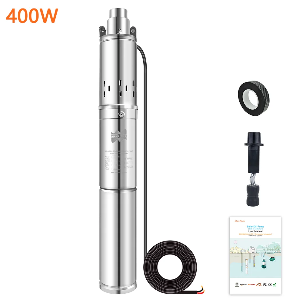 

400Watts 48V Solar Deep Well Water Pump Brushless Solar PV DC Submersible Pump With Built-in Controller Max Head 100M Flow 2T/H