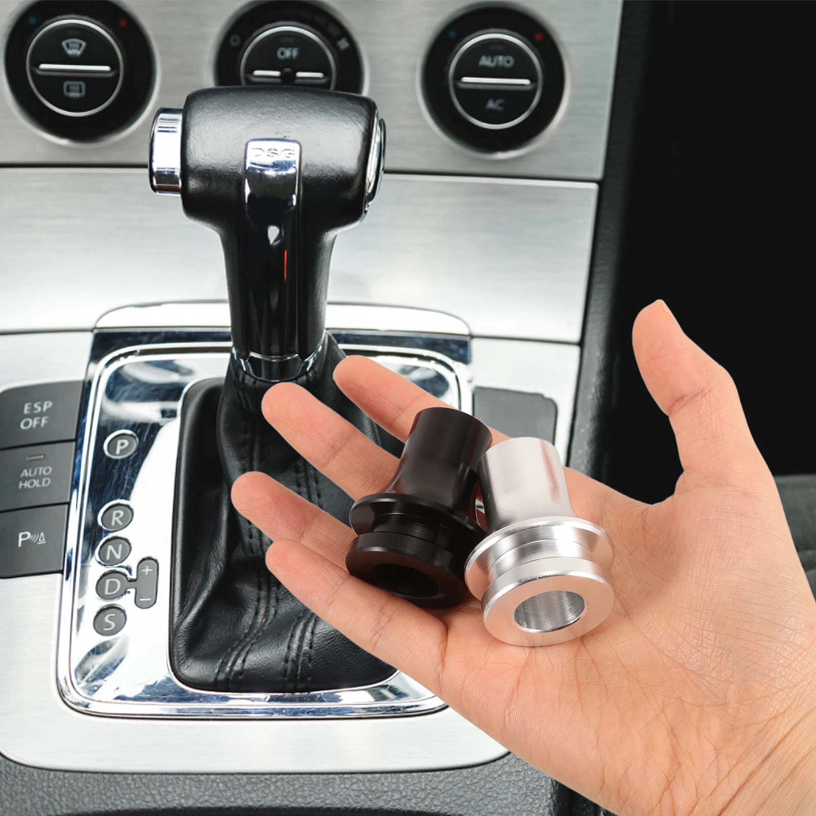 

2pcs Shift Adapter Aluminum Alloy Car Interior Modification Universal Thread Design Automotive Shift Boot Retainer Supply