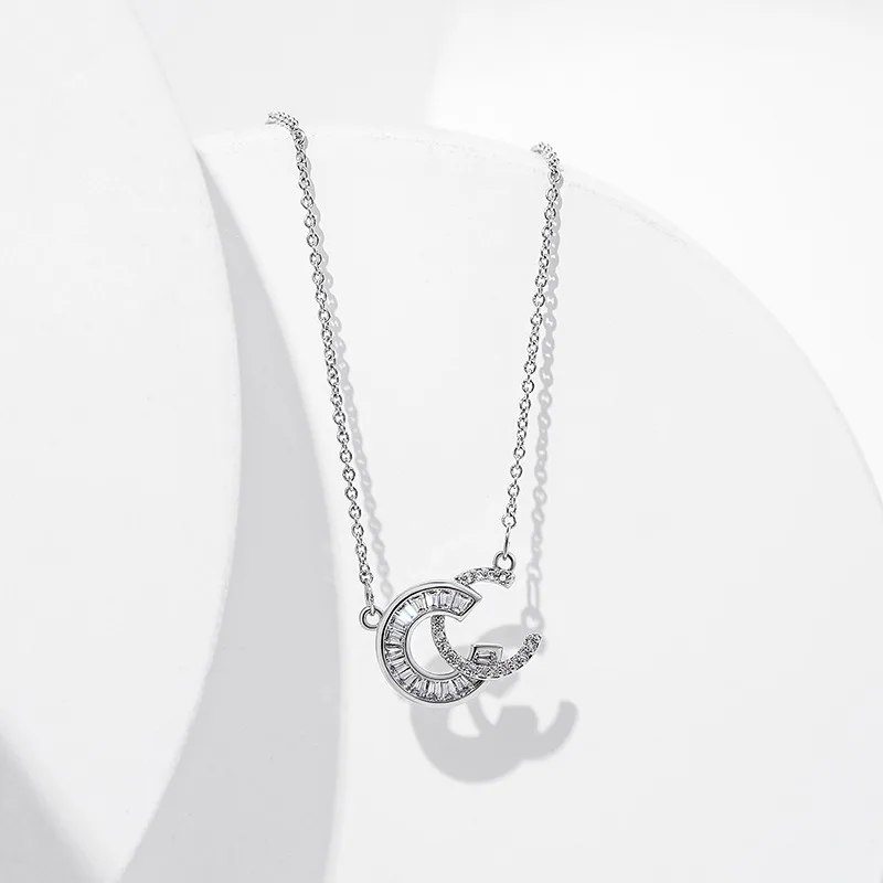 Unique Design Casual Style Double C Letter Necklace Light Luxury exquisite Pendant Wedding Party Gift Women's Jewelry