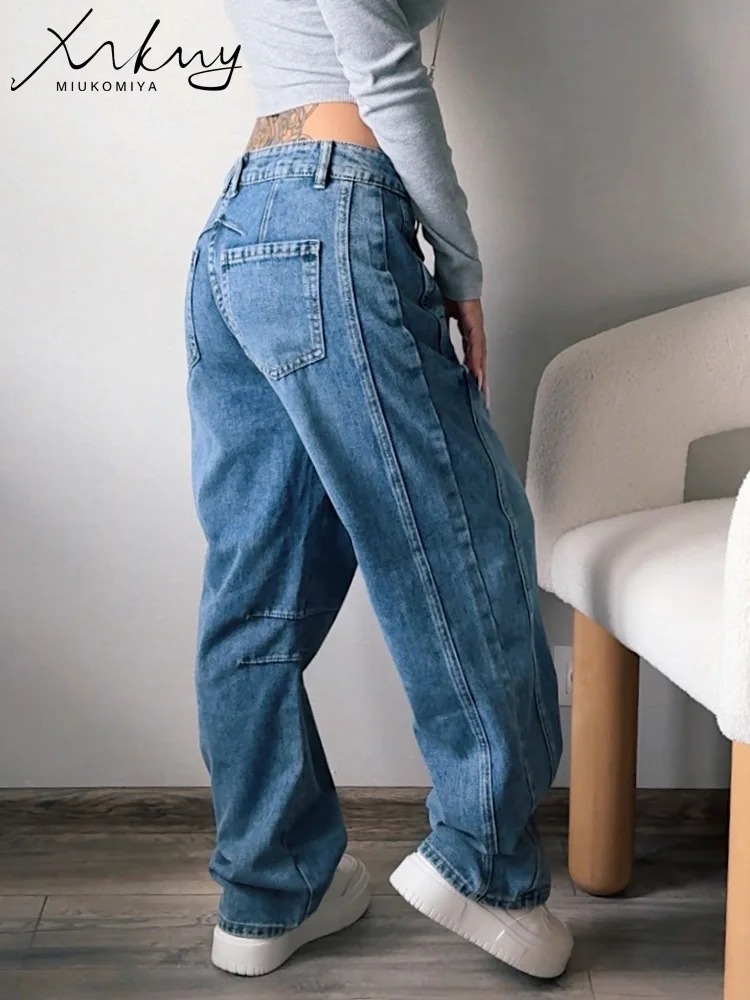 Straight Leg Jeans For Women 2024 Autumn White Wide Leg Denim Pants Ladies Loose Black Women Jeans Low Waist Denim Trousers