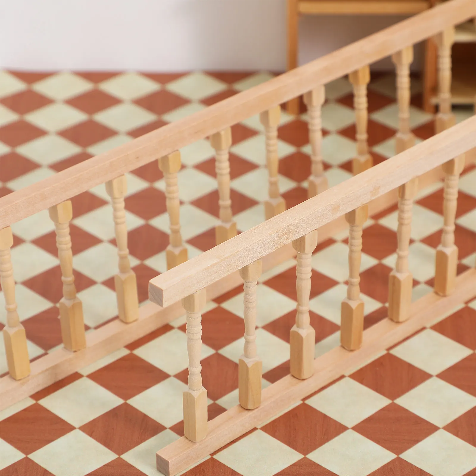 

2Pcs Premium Wood Mini Handrails for 1:12 Dollhouse DIY Decoration Realistic Sturdy Small Scale Stair Railings Miniature