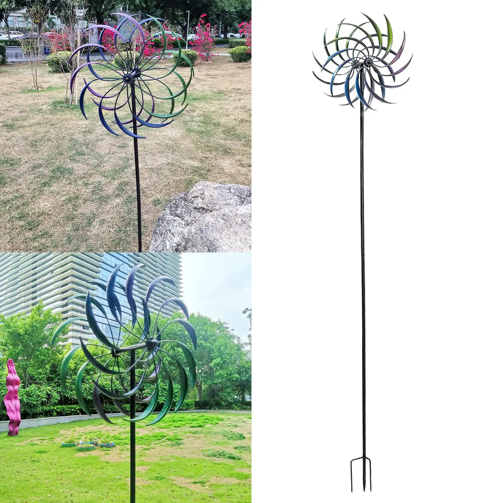 Multi-Colour Anti-rust Double Layer Windmill for Patio Lawn & Garden Decoration