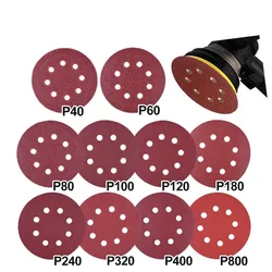 10PC 5inch 125MM Round Sandpaper Disk Sander Disc 40/60/80/100/240/320//800 Grit Hook and Loop Sanding Grinding Disc Polish