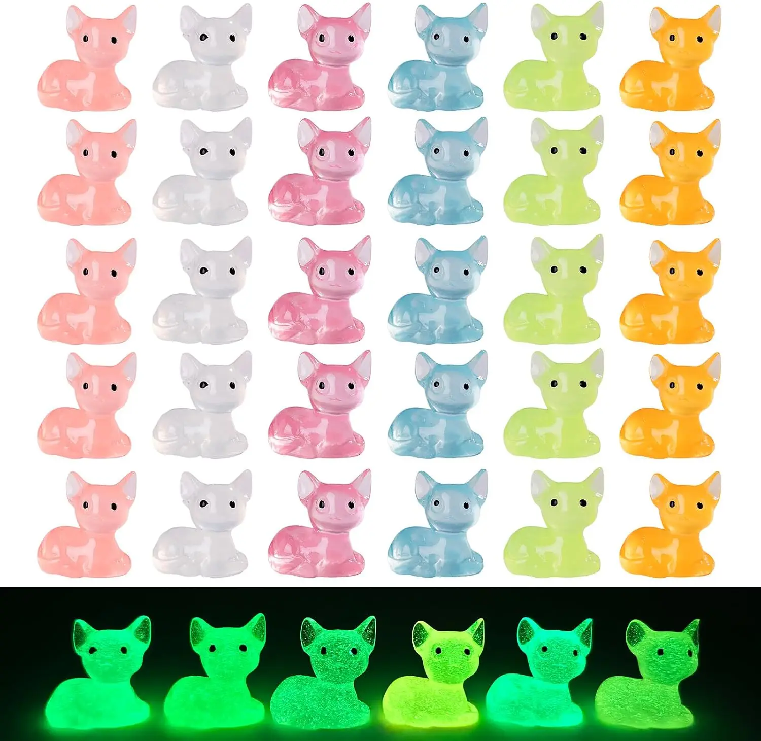 Mini Resin Fox Many Styles Variety Tiny Luminous Animals Small Animal Figurines Bulk Fairy Garden Landscape Crafts Aquarium