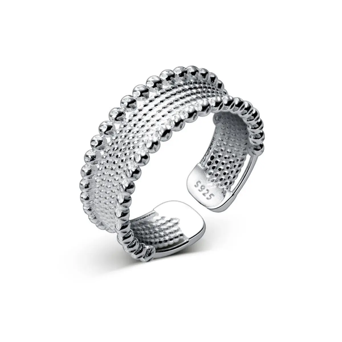 Vintage 925 Sterling Silver Fine Jewelry Personality Bead Adjustable Rings For Women Luxury Accessories Jewellery Argent 925
