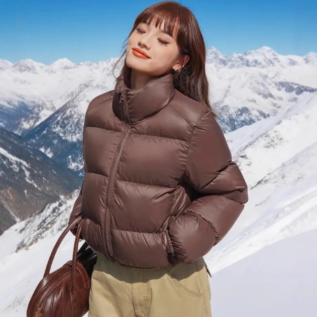 

Women's Kendall Jenner Style Short Cotton Coat Winter Thickened Puffer Jacket European American down Cotton for Petite Figures