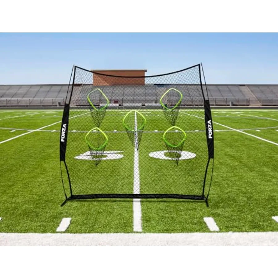 Football Quarterback Throwing Net 8ft x 8ft Quarterback Target Net with 5 Pockets, Portable Practice Net for Football Accuracy