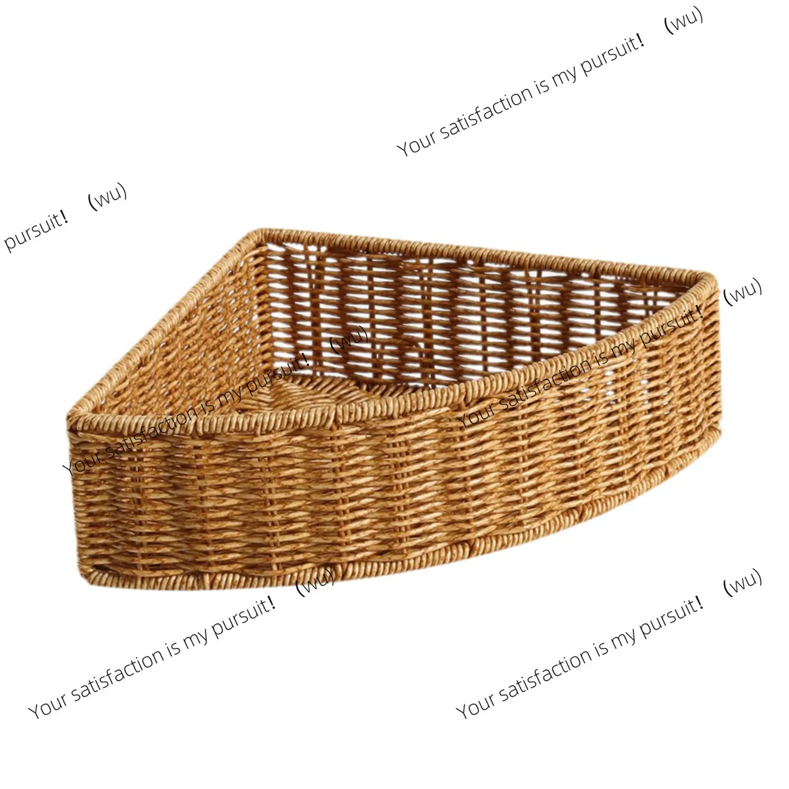 for Home Bathroom Farmhouse Makeup Corner Storage Basket Fan Shaped Basket Organizer Imitation Rattan Triangular Shelf Basket