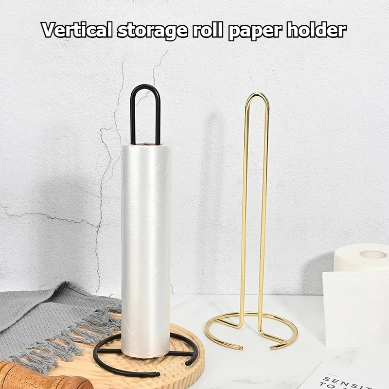 Dining table storage - simple iron-made tabletop tissue holder portable roll paper holder bathroom vertical storage rack