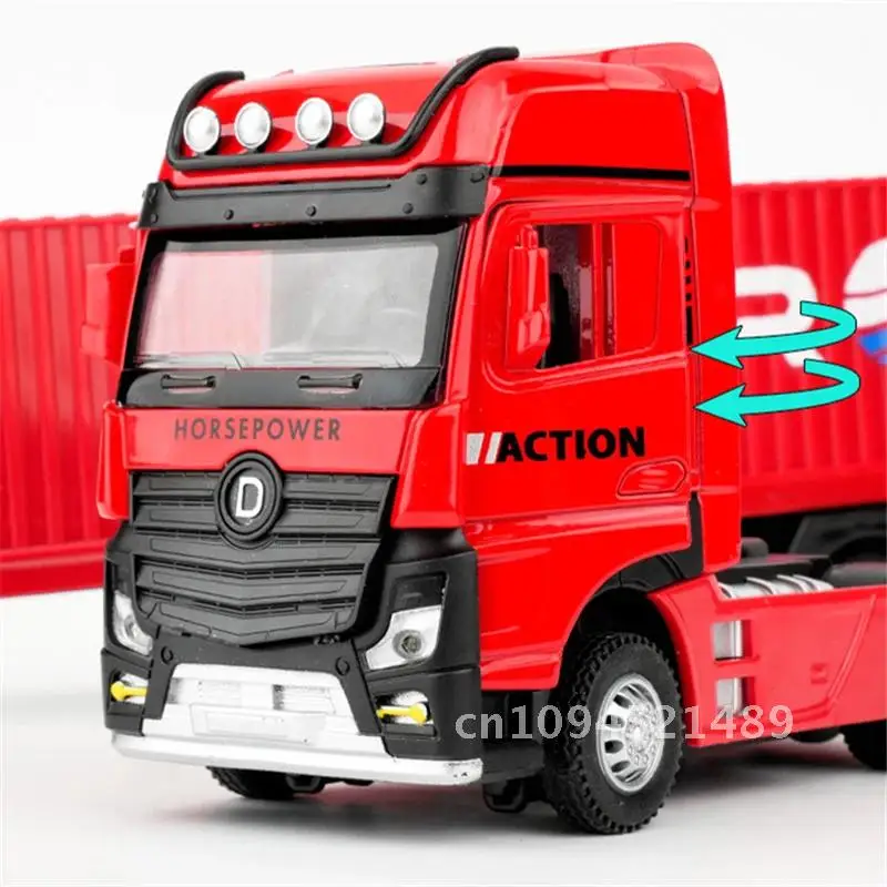 1/50 Diecast Metal Container Truck Transport Car Model Alloy Engineering Transport Truck Vehicle Semi Trailer Car Model Kids Toy