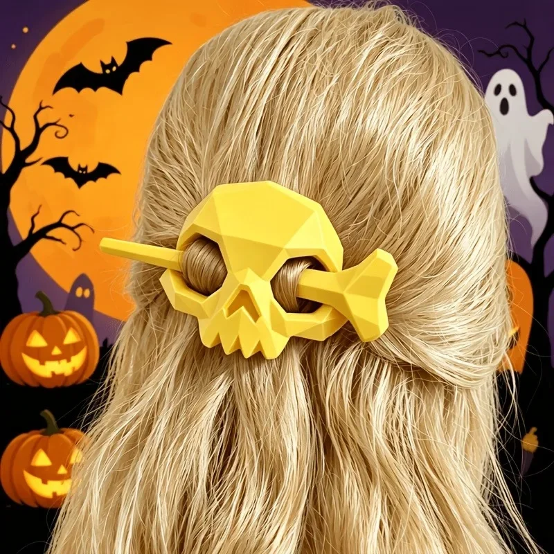 Punk Style Skull Hair Sticks Hollow Ghost Skull Women's Hair Clip Skeleton Bone Lightweight Halloween Skull Headwear Party Hair