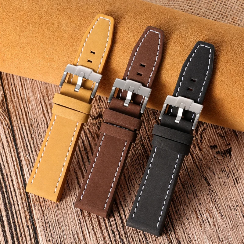 

18mm 20mm 22mm 24mm High Quality Matte Cowhide Leather Watch Strap Replacement for Universal Waterproof Watch Band Accessories