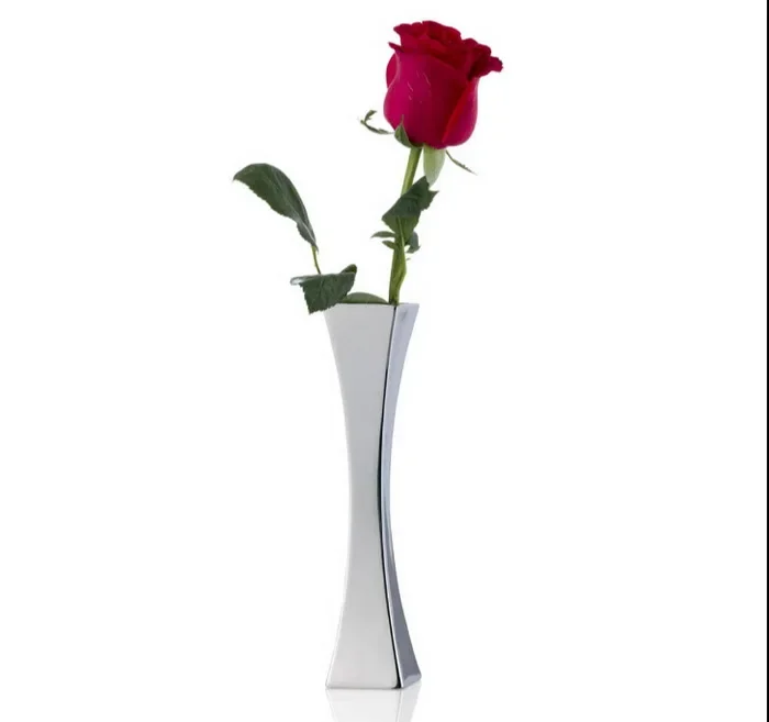 Europe Style Stainless Steel Square Vase Desktop Flower Bottle Single Metal Vase Nordic Style Home Decor Nordic Vase