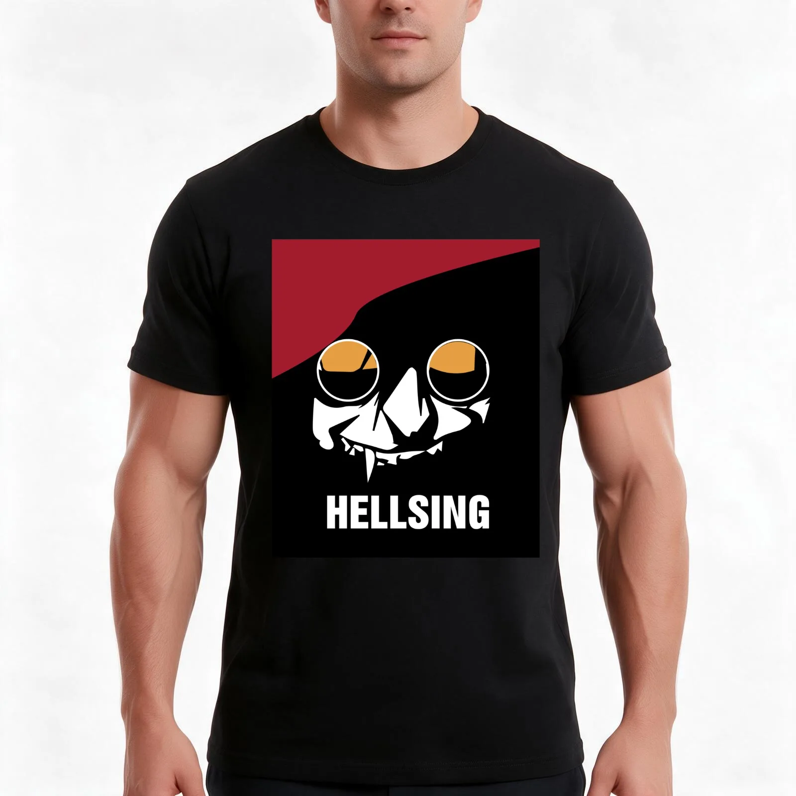 Alucard Hellsing Face T-Shirt, Summer Casual Cotton Tee, Oversized Streetwear Tops, Vintage Graphic Print, Unisex Men Women