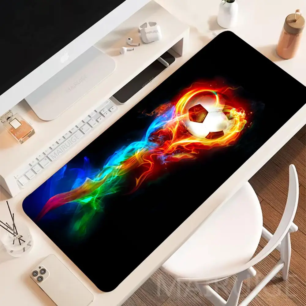 

Прохладный коврик для мыши Fire Football, большие игровые коврики для мыши, нескользящий коврик для ноутбука, планшета, настольный аксессуар, эстетическая подушка для ПК, игровой коврик