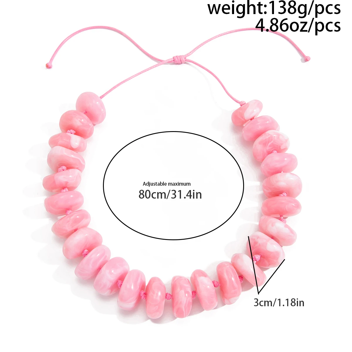 Ingemark 12 Farben Personalisierte Chunky Acryl-Perlen-Choker-Halskette für Frauen Boho Verstellbare Leder-Wachsseil-Kettenhalskette – Detail 1