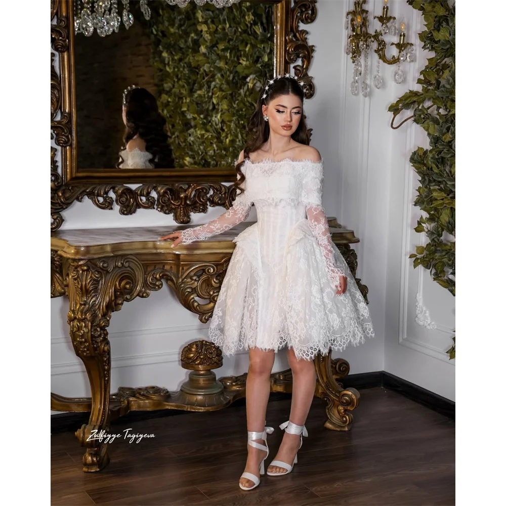 EDECPBM Lace Off The Shoulder ivory A-Line Evening Dress Prom Elegant Luxury Formal Lace 2026 Customized Robes de Soirée