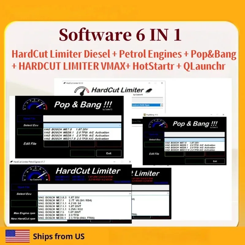 

6 IN 1 ECU Software PACKAGE HardCut Limiter Diesel + Petrol Engine UltraCuttr + Pop&Bang - HARDCUT VMAX - HotStartr - QLaunchr
