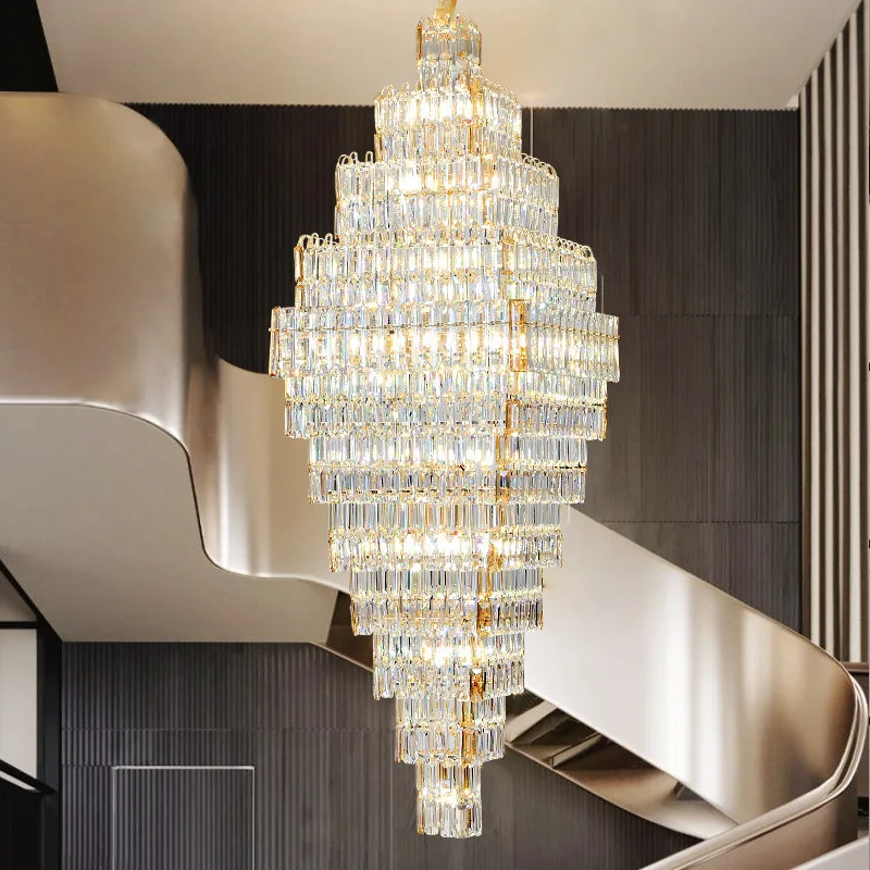 Light luxury duplex building, Zhongshan lighting villa, hotel building, large chandelier