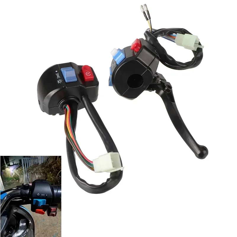 Motorcycle Handlebar Switch Control Assembly Horn Turn Signal 12v 7/8 Inch 22mm for Disc Brake System GY6 50cc 125cc 150cc Moped