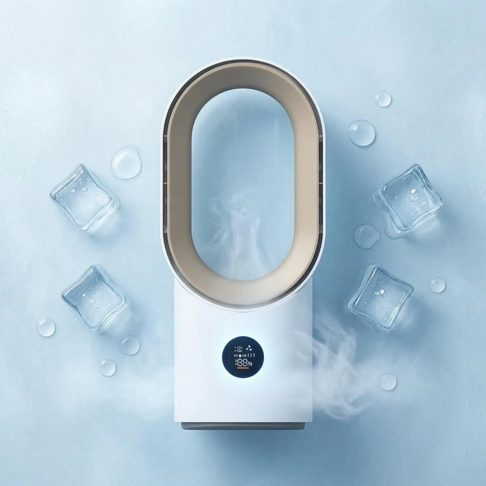 Bladeless Humidifying Fan Type-C Charging Bladeless Desk Fan Air Cooler 3-Speed Home Appliance Portable