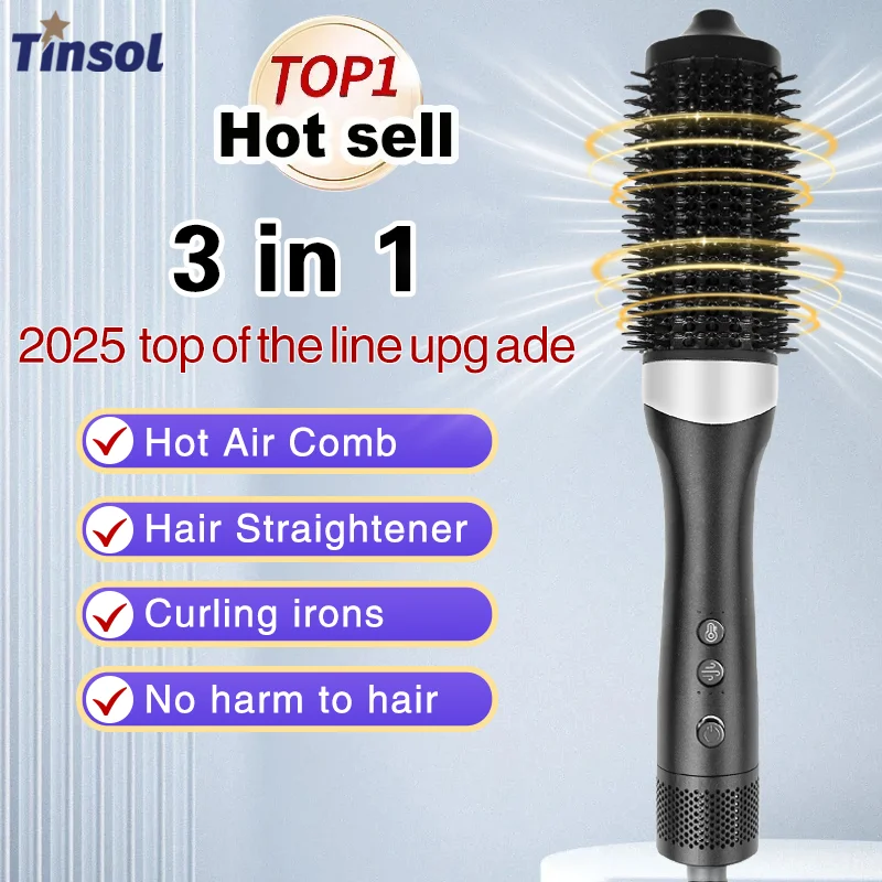

TINSOL 3-in-1 hot air comb hair straightener curling iron constant temperature hair care lasting styling air anion comb