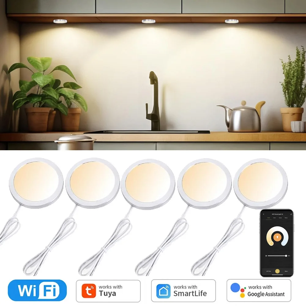 

3 4 6x Tuya WiFi CCT LED Under Cabinet Light Dual White 2700-6500K Closet Cupboard Wardrobe Display Cabinet Lamp fr Alexa Google