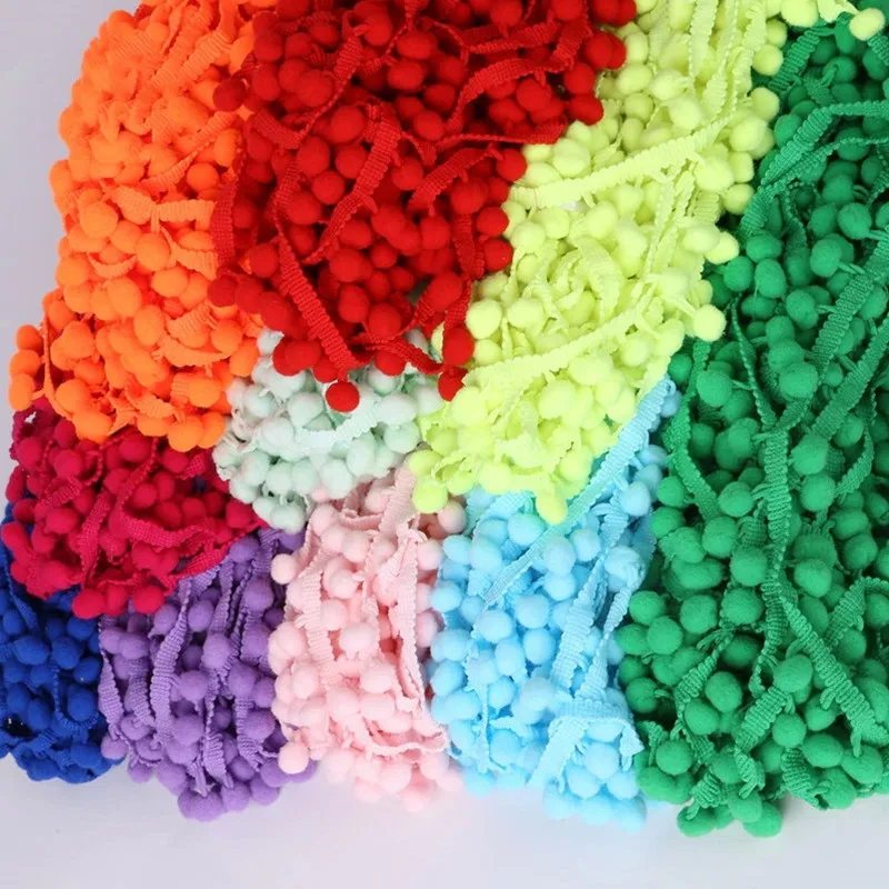 5Yards 25mm Pompom Ball Fringe Ribbon Knitted Sewing Pom pom Lace Trims Handmade Sewing Wedding Party Clothing Embellishement