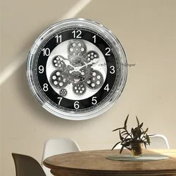 Transparent Steampunk Moving Gears Wall Clocks Vintage Industrial Large Rustic Gear Clock Modern Real Moving Gear Wall Clock