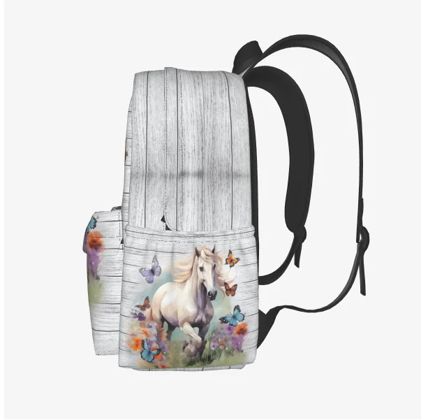 子供用バックパック 馬用バックパック 子供用 学生用 馬をテーマにしたブックバッグ ポケット付き 小学校 中学校 大人用