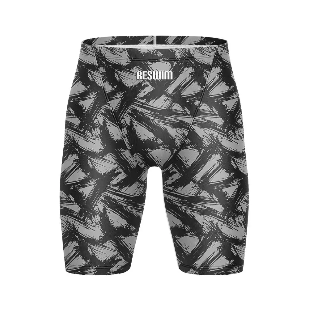 New Men's Swim Jammer Athletic Practice Knee-Length Swimsuit Short Beach Tights Shorts Swim Sport Pants Swimming Trunks Swimwear
