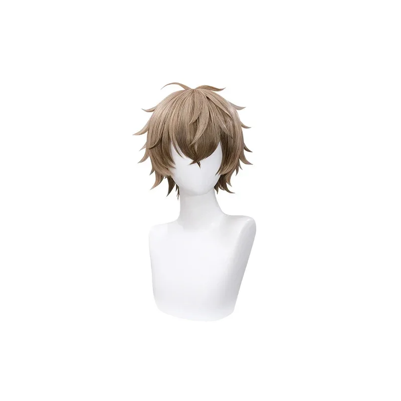 En STOCK peluca Alban Knox VTuber Cosplay peluca DokiDoki hombres 30cm pelo corto marrón Neko Alban Knox Cosplay gorro de peluca gratis