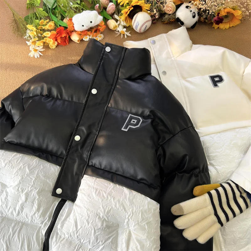 

American Retro Thickened PU Leather Cotton Jacket Men's Winter Warm Outerwear High-End Trendy Brand Cool Men's Cotton Coat