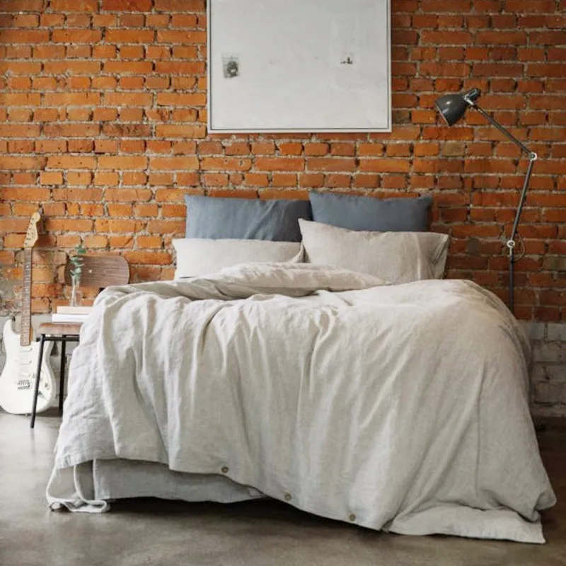 100% Linen Bed Duvet Cover Stone Washed France Linen Solid Color Breathable Sheets Pillowcase Home Textiles Bedding 3