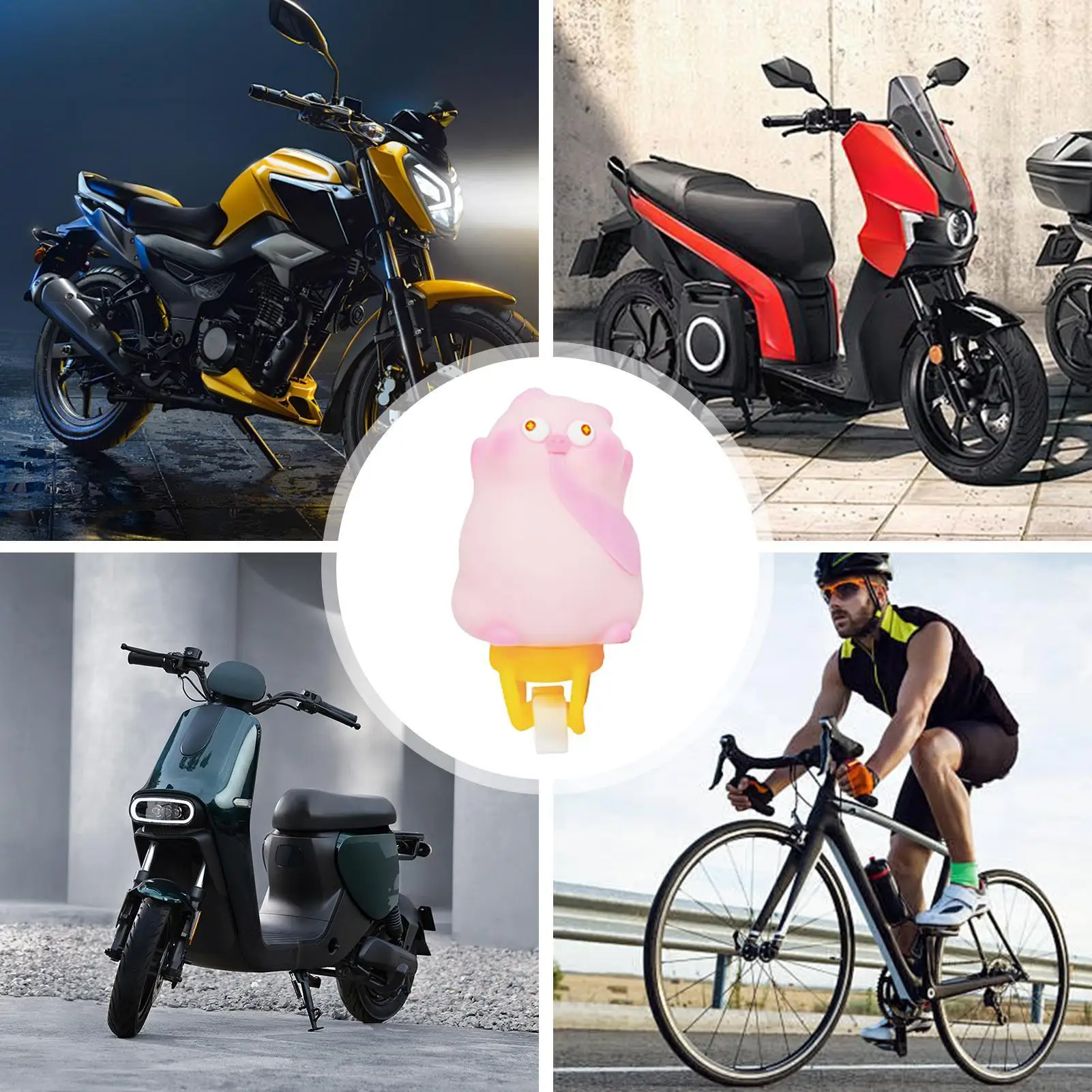 Bike Handlebar Figurine Cartoon Animal Cute Bike Handlebar Ornament Waterproof Cycling Accessory For Stem Kids Helmet Motor